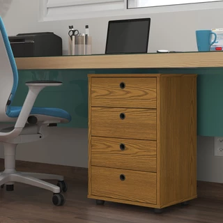 Gaveteiro Mesa de Cabeceira 4 Gavetas Pés anti-umidade p/ Quarto Multiuso para Escritório