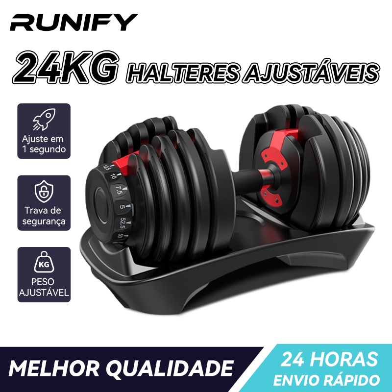 Halter Regulável 24kg Dumbell Ajustável Drum Anilha Dumbbell
