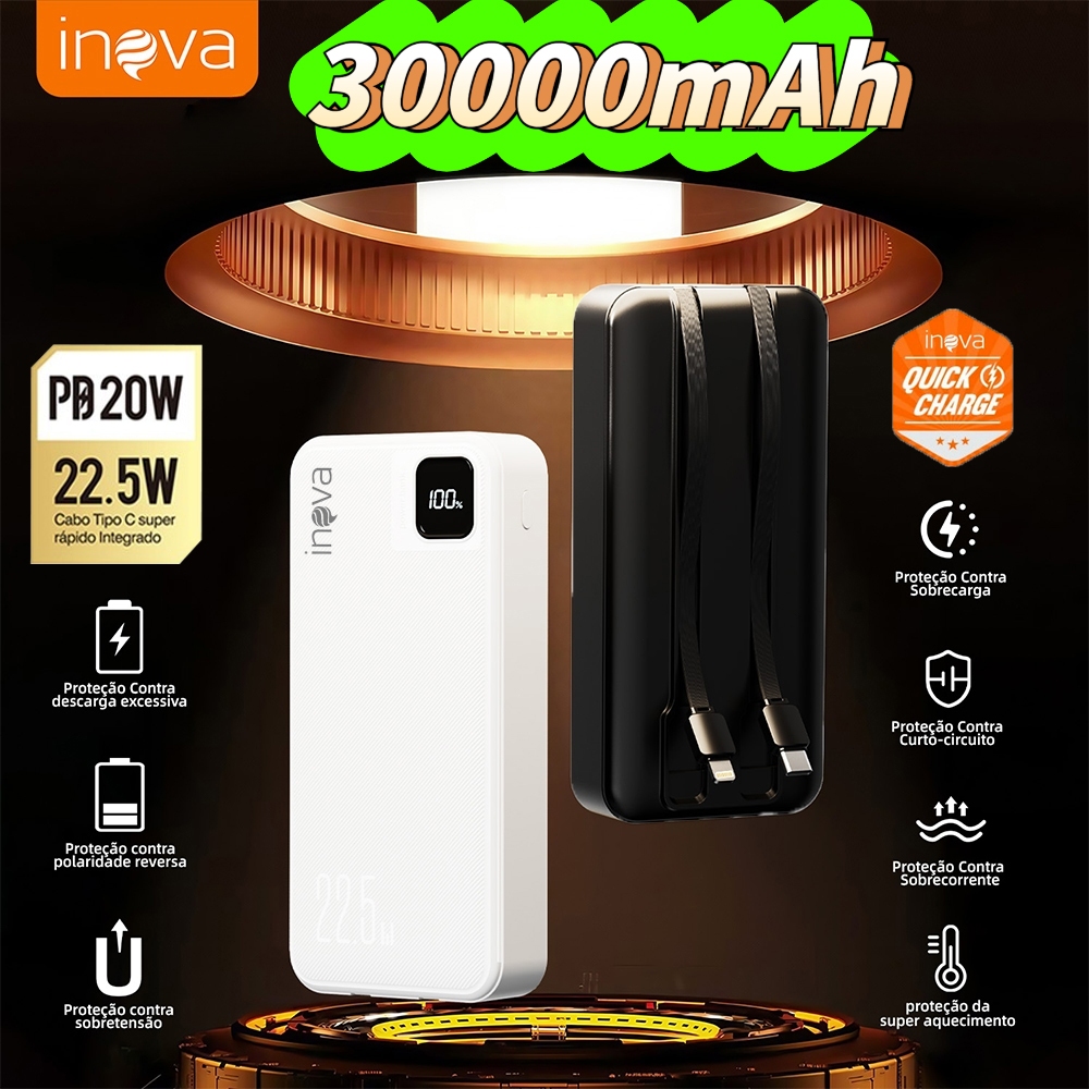 Inova 30.000mah Carregador Bateria Portátil Power Bank 22,5W Universal ...