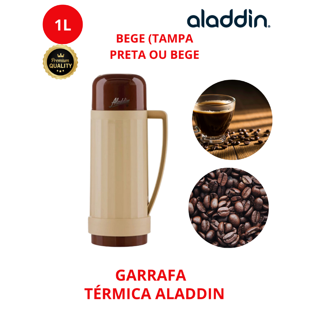 Garrafa Térmica Aladdin 1L Continental Café E Chá (Bege, Bra