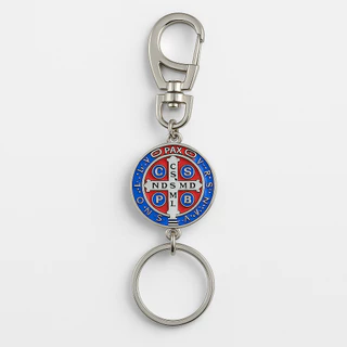 Chaveiro Medalha de São Bento com mosquete - Prata