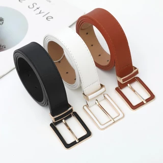 Cinto De Couro Feminino Coreano – Fino Preto Com Fivela De Pino De Liga Para Uso Diário em Oferta na Shopee