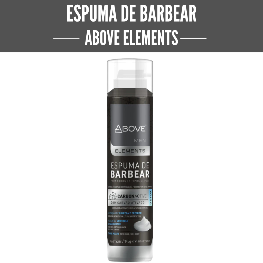 Espumas de Barbear ABOVE MEN Elements Carvão Ativo, Detox, Vegan 150ML
