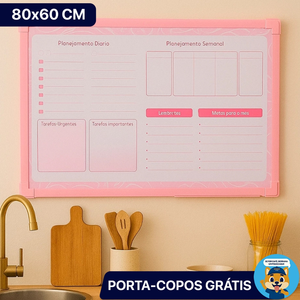 Planner 2026 Semanal Diário Parede Rosa Pink 80x60 Planejador ...