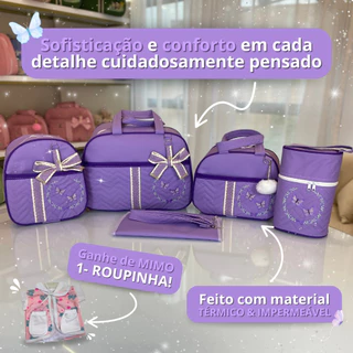 Kit Bolsa Maternidade para Bebê Conjunto com 5 peças Borboletas em Oferta na Shopee