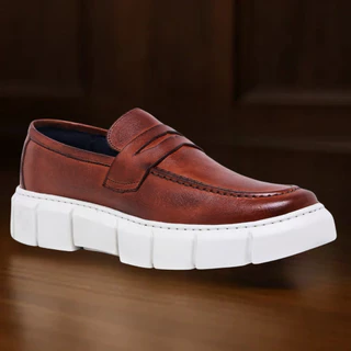 Sapato Loafer Masculino Sola Plataforma Slip On Oversized Flat Form Fácil Calce com Palmilha Conforto