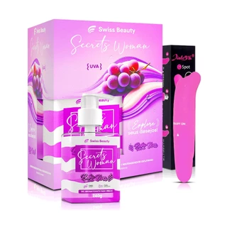 Kit 2 Itens Gel Aromatizante Beijável Íntimo Sabor Uva 240g + Vibrador Golfinho Swiss Beauty Belkit em Oferta na Shopee
