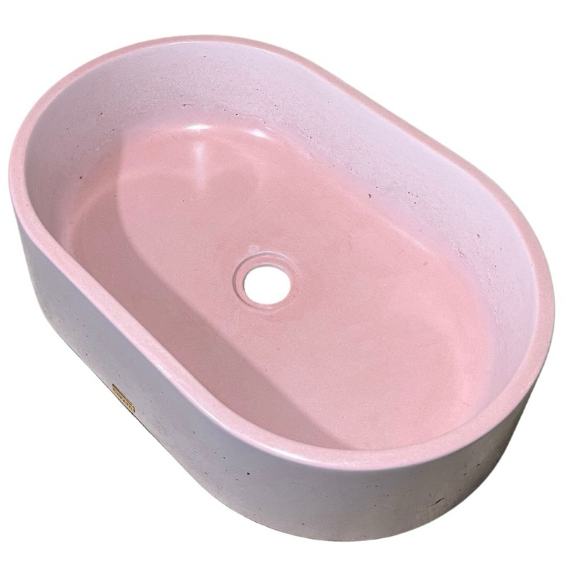 Cuba Rosa Banheiro Lavabo Oval de Apoio Pia Sobrepor Concreto Rosa Rose ...