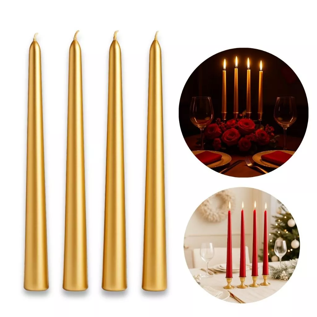 VELA DECORATIVA MESA POSTA ENFEITE JANTARES ROMANTICO NATALINO 4 UNIDADES