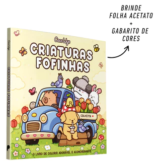 Livro de Colorir Criaturas Fofinhas Cozy Cuties 48 Folhas Brinde Acetato Gabarito Cor Caderno Desenh em Oferta na Shopee