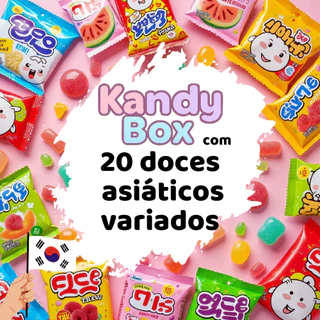 Box Asiática com 20 Balas/Doces Variados Coreanos Japoneses Importados + Brinde