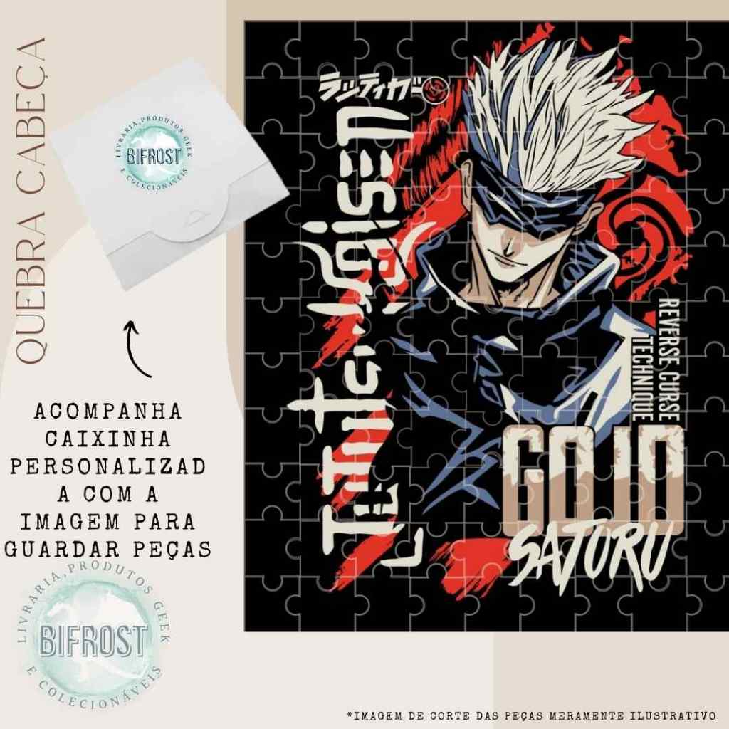 Puzzle Satoro Gojo Jujutsu Kaisen presente Geek Otaku quebra cabeça Colecionável