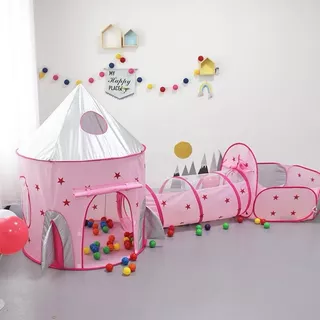 Barraca Infantil Dobrável Piquenique, Brinquedo Educativo com Piscina de Bolinhas ou Led