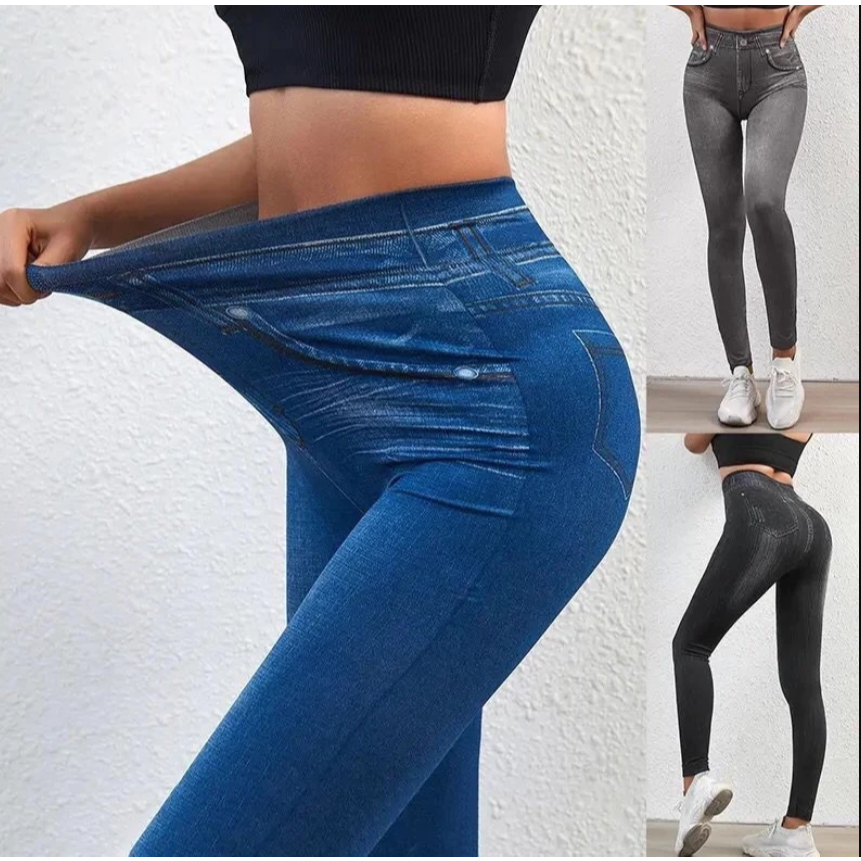kit Calça Legging Fake Imita Jeans Camuflada Feminino Shopee
