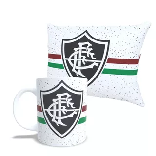 KIt caneca Personalizada + Almofada presente ideal varios times Fluminense Times preto e branco