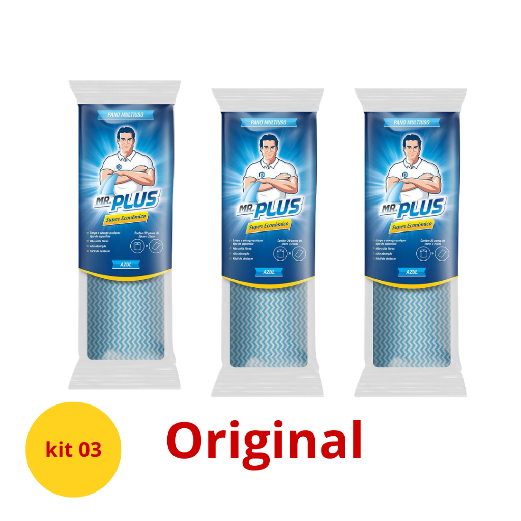 Pano de Limpeza 3x Multiuso Mr Plus Perfex Com 30 Panos Rolo 20x29cm ...
