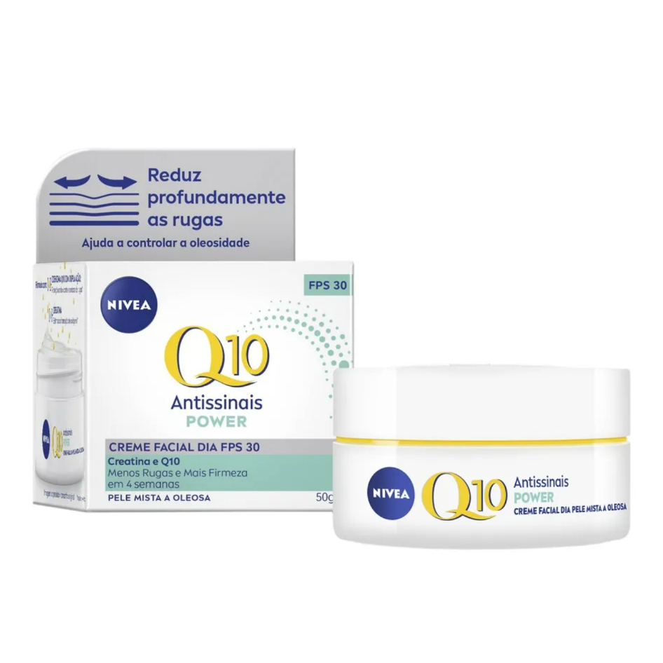 Creme Facial Nivea Antissinais Q10 Power Dia FPS 30 Pele Mista a Oleosa ...