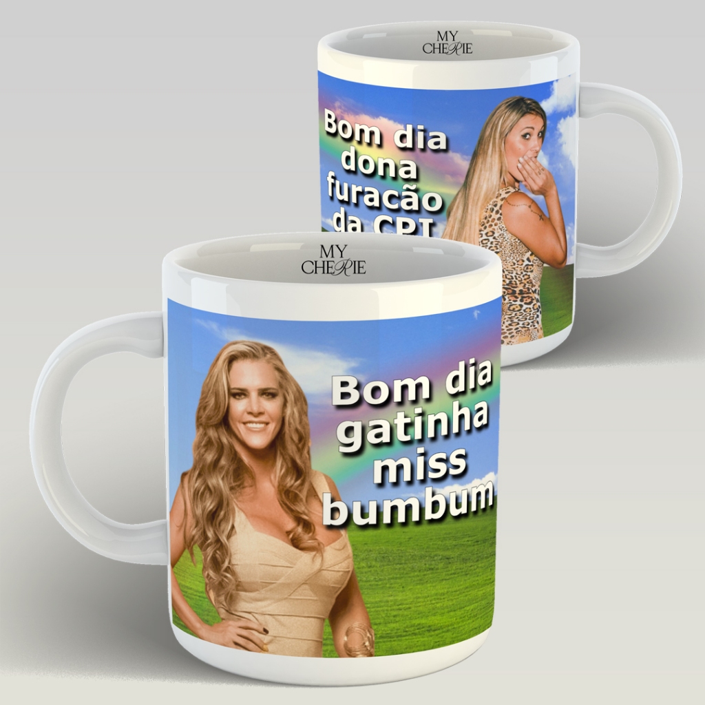 Caneca Meme Melhor Amiga – Bom Dia Gatinha Miss Bumbum & Bom Dia Dona Furacão da CPI | Presente Inesquecível