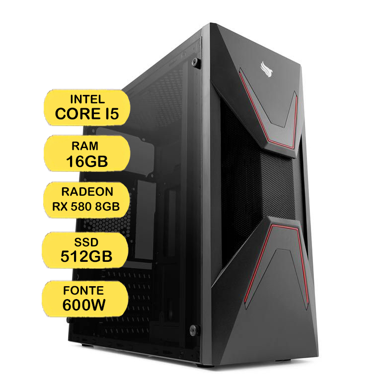 PC Gamer, Intel Core i5 9600k, RX 580 8GB, 16GB DDR4, SSD 512GB