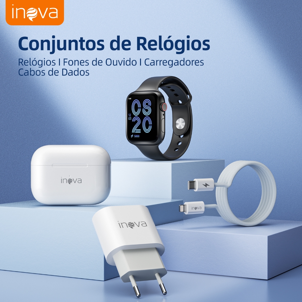 INOVA Pro Max Smartwatch Relógio Inteligente TWS Fone De Ouvido BT É ...