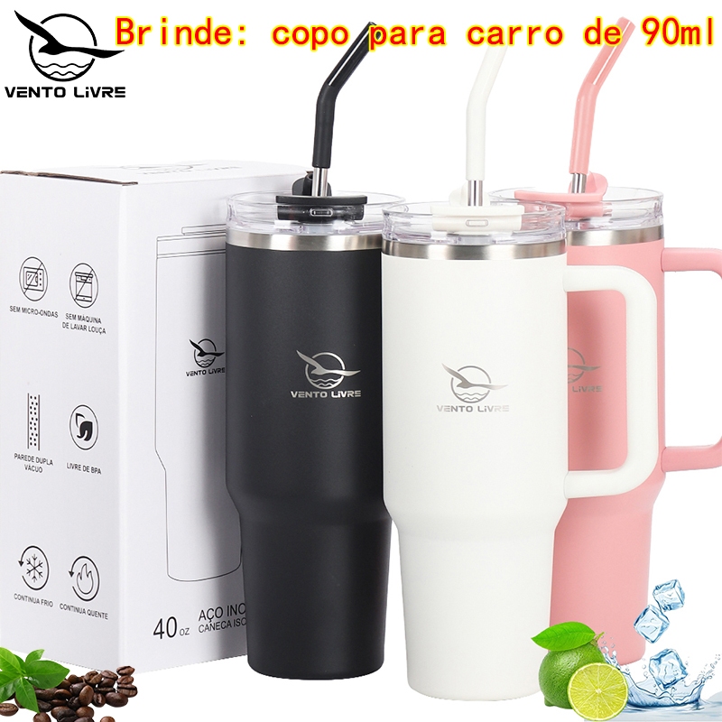 VENTO LIVRE Copo Térmico Inox Portátil 1200ml/1.2L Garrafa Térmica Inoxidável com Tampa e Canudo