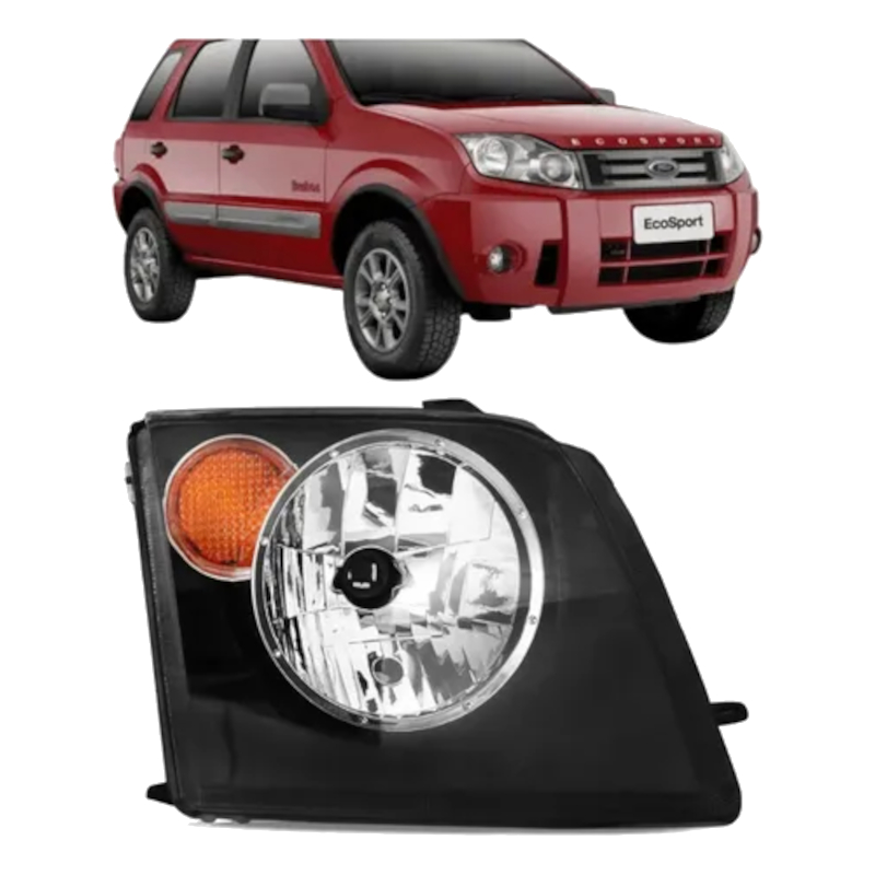 Farol Dianteiro Ecosport 2003 2004 2005 2006 2007 Âmbar Máscara Negra ...