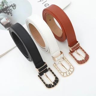 Cinto De Couro Feminino Coreano – Fino Preto Com Fivela De Pino De Liga Para Uso Diário em Oferta na Shopee