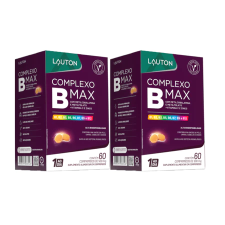 Kit 2x Complexo B Max com Vitamina C Zinco (60 cápsulas) Lauton