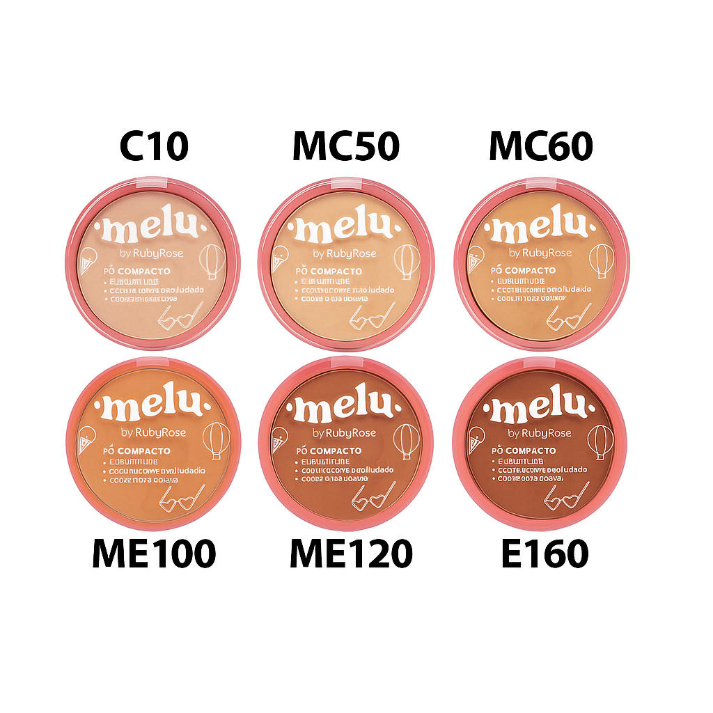 Pó Compacto Melu Ruby Rose – Alta Cobertura | Efeito Natural | Várias ...