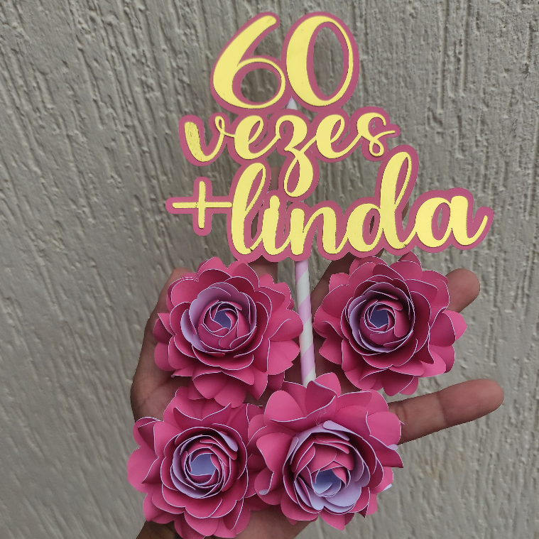 Topo topper de bolo 60 anos | Shopee Brasil
