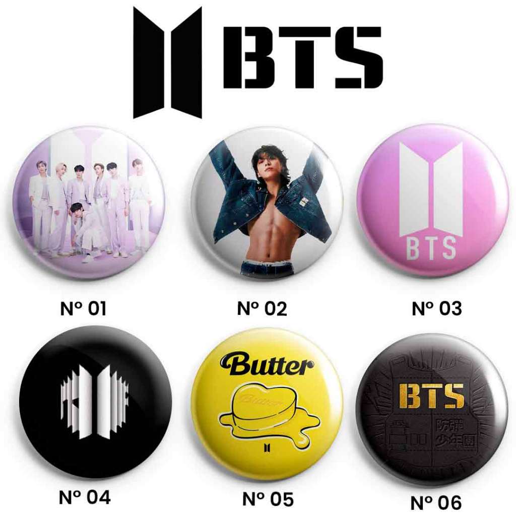 Kit Bottons/Botons/Broches/Pin Redondos BTS 4,5cm | Shopee Brasil
