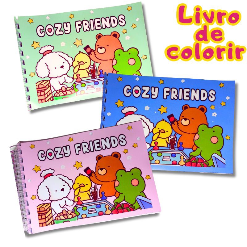livro Cozy Friend pra colorir 50 folhas capa dura | Shopee Brasil