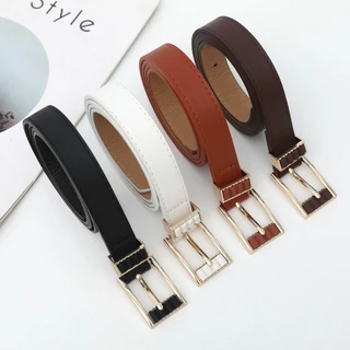 Cinto De Couro Feminino Coreano – Fino Preto Com Fivela De Pino De Liga Para Uso Diário em Oferta na Shopee