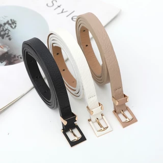 Cinto De Couro Feminino Coreano – Fino Preto Com Fivela De Pino De Liga Para Uso Diário em Oferta na Shopee