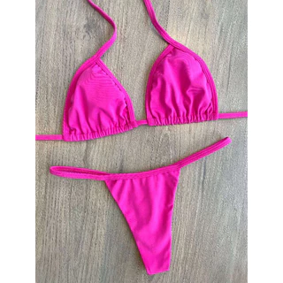 Biquíni Fita cortininha sem bojo calcinha fio dental marquinha Perfeita Rosa Pink em Oferta na Shopee