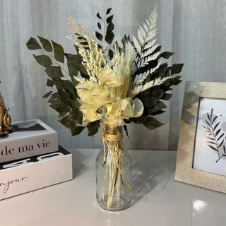 Arranjo De Flores Secas Rústico E Luxo Para Decoração + Vaso