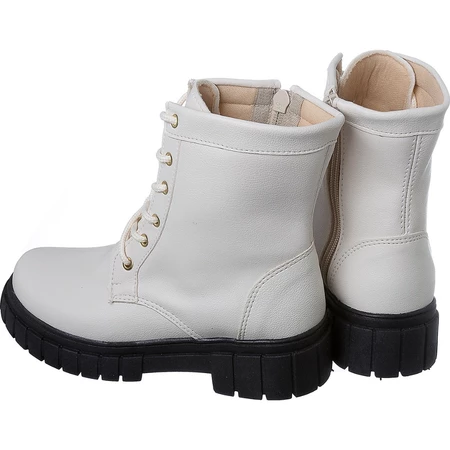 Bota Coturno Cano Curto Tratorado Infantil Off White Sola Preta Kidstep — foto 5 de 5