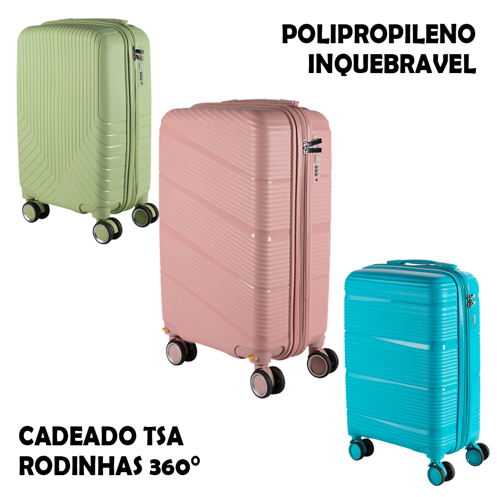 Mala P 10KG Polipropileno Rodinhas Duplas 360 c/ Cadeado TSA | Shopee ...