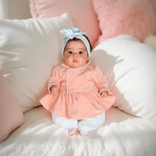 Macacão Bebê Menina Roupa de Frio Longo de Plush Eloá Kit 3 Peças