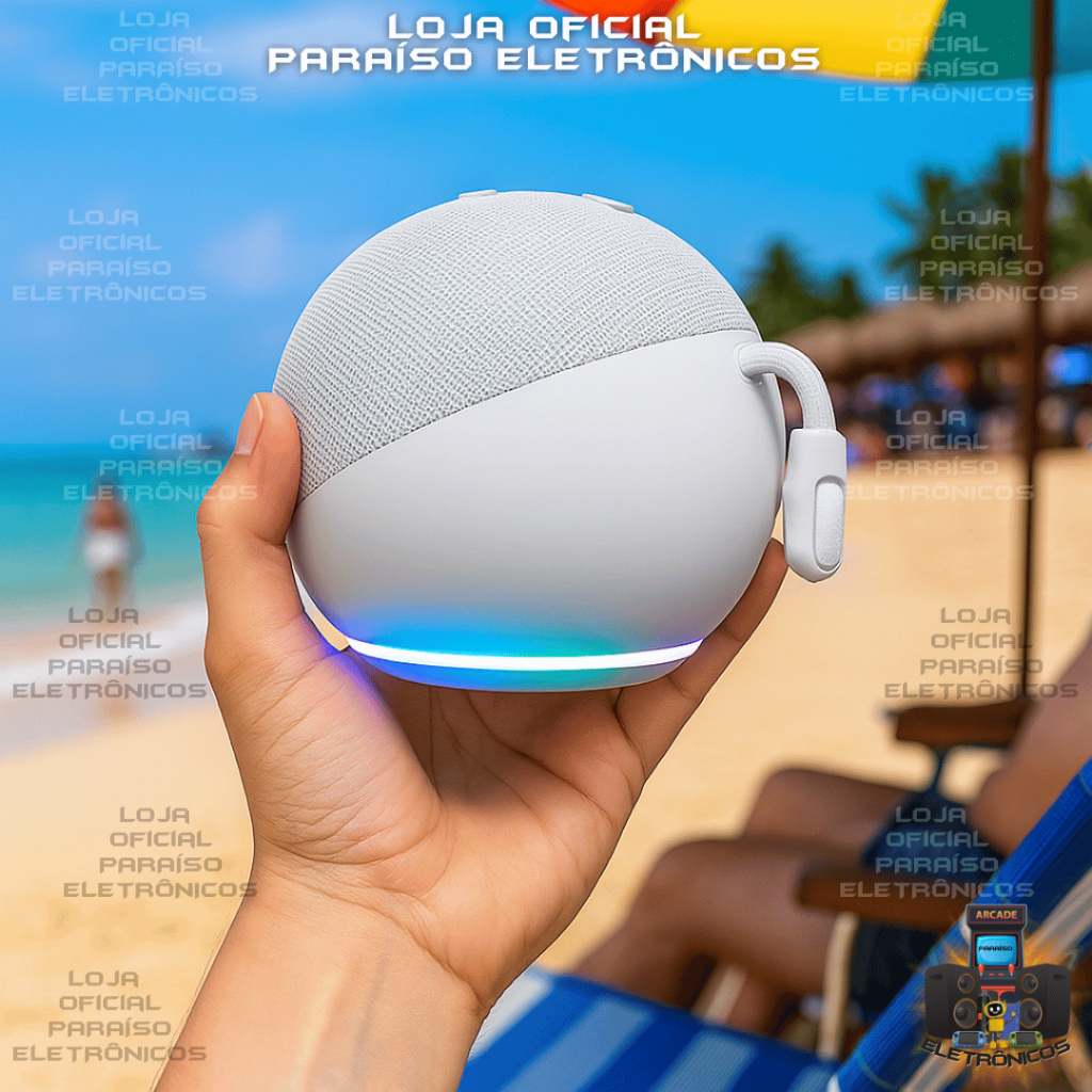 ORIGINAL - Caixa de Som com Bluetooth e COMANDO DE VOZ POR APP, LED modelo ALAXE - CORES ALEATÓRIAS