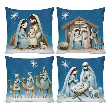 Kit  4 capas de almofadas decorativas 45x45cm feliz natal sala quarto e decoração