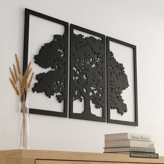 3 Quadros Placa Decorativo Mosaico Em Mdf 3mm Arvore Da Vida Vazados Sala Quarto Cozinha Mdf