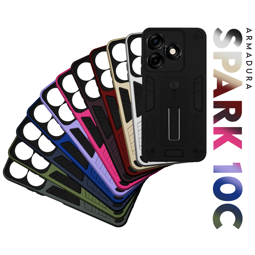 Capa Capinha Case Armadura Militar Tecno Spark 10C tela 6.6 pol Premium Protetora Resistente Anti-Impacto Anti-Shock