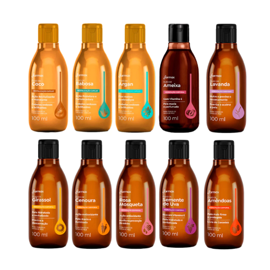 ÓLEO CAPILAR E CORPORAL VÁRIOS AROMAS FARMAX 100ML