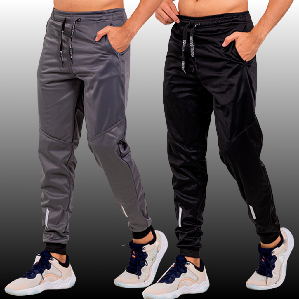 Kit 2 Calças C/Relfetivo Masculino Esportiva Para Academia Musculação ...