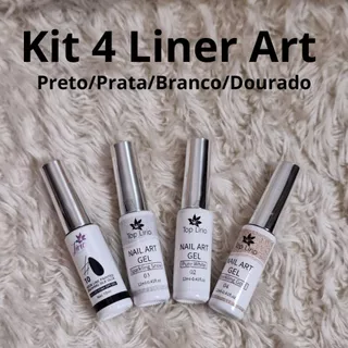 Esmalte Gel Liner Art  Kit com 2 e 4 unidades ( dourado/prata/preto/branco)  PARA UNHAS em Oferta na Shopee