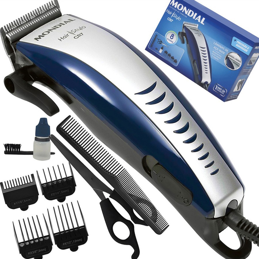 Kit Máquina de Corte Mondial Hair Stylo Maquininha de Cortar Cabelo Barba 4 Pentes