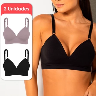 Kit 2 Sutiãs Com Bojo Trifil Daily Soutien Reforçado Sutiã Com Bojo S/ Aro Microfibra Sem Costura Alta Sustentação