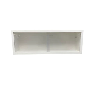Nicho Expositor em mdf branco com portas em acrílico 53x18x10