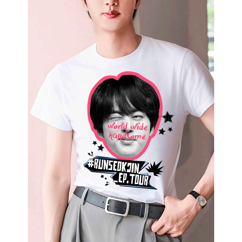 CAMISETA 100% ALGODÃO WORLDWIDE HANDSOME BTS JIN RUNSEOKJIN EP
